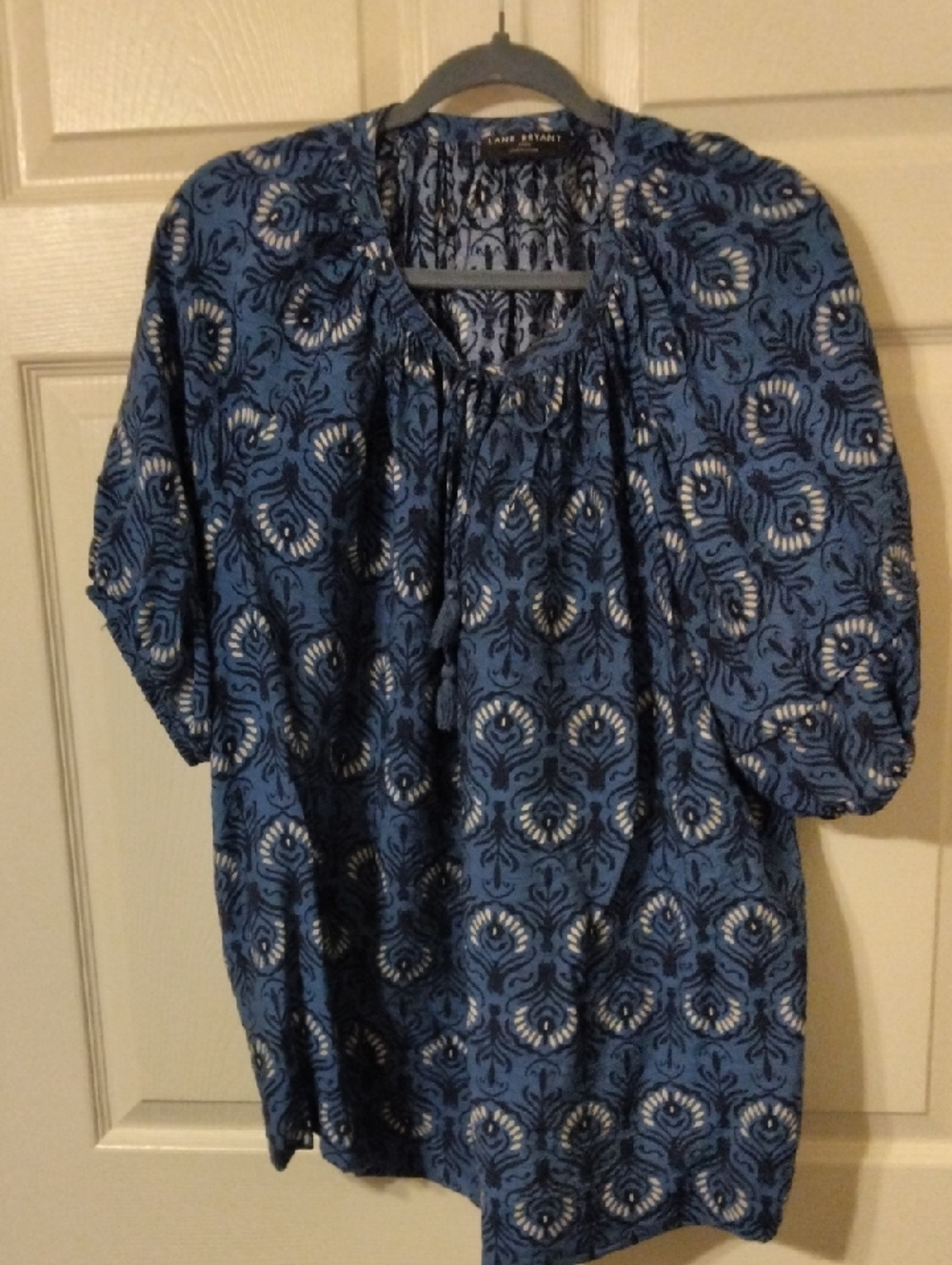 Lane Bryant Blue Floral Print Peasant Tunic